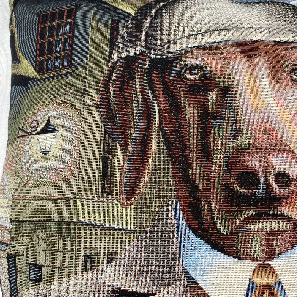Hines of Oxford Tapestry Pillow Brown Gentleman Dog Sherlock Holmes British